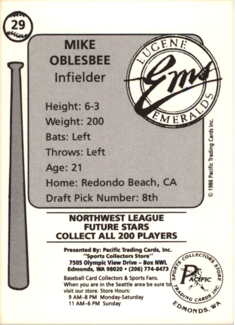 Tarjeta de béisbol Cramer Eugene Emeralds 1986 de ligas menores - elige tu tarjeta - Imagen 9 de 51