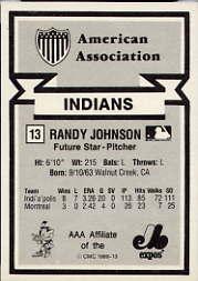 1988 Triple A All-Stars CMC #13 Randy Johnson back image