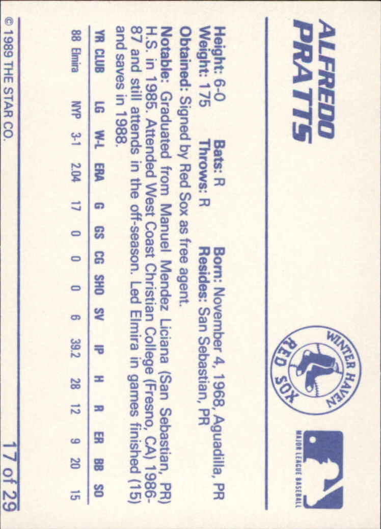 B3106- 1989 Star Minor League Baseball Cards G4 -You Pick- 15+ FREE US SHIP - Picture 261 of 285