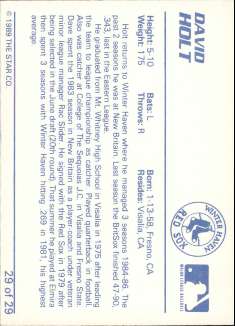 B3106- 1989 Star Minor League Baseball Cards G4 -You Pick- 15+ FREE US SHIP - Picture 285 of 285