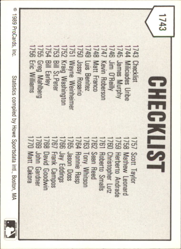 B3128- 1989 ProCards Minor League BB Cards Group7 -You Pick- 15+ FREE US SHIP - Picture 65 of 405