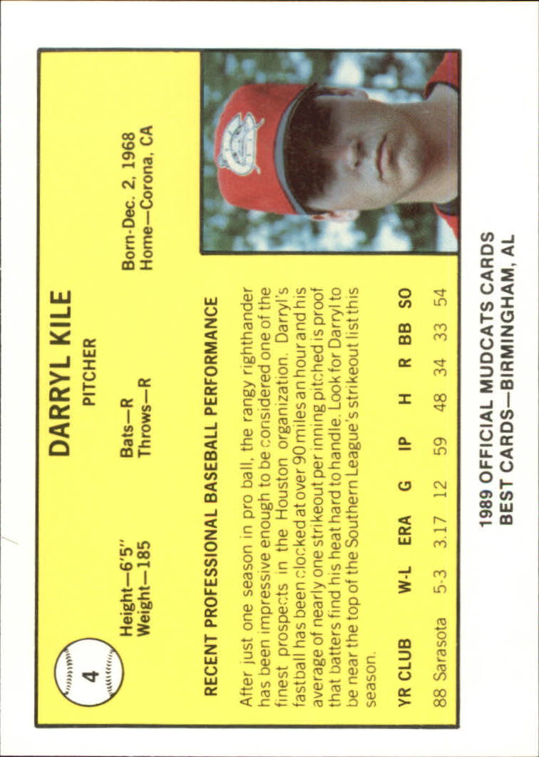 1989 Columbus Mudcats Best #4 Darryl Kile back image