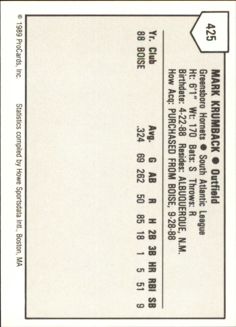 B3128- 1989 ProCards Minor League BB Cards Group7 -You Pick- 15+ FREE US SHIP - Picture 219 of 405