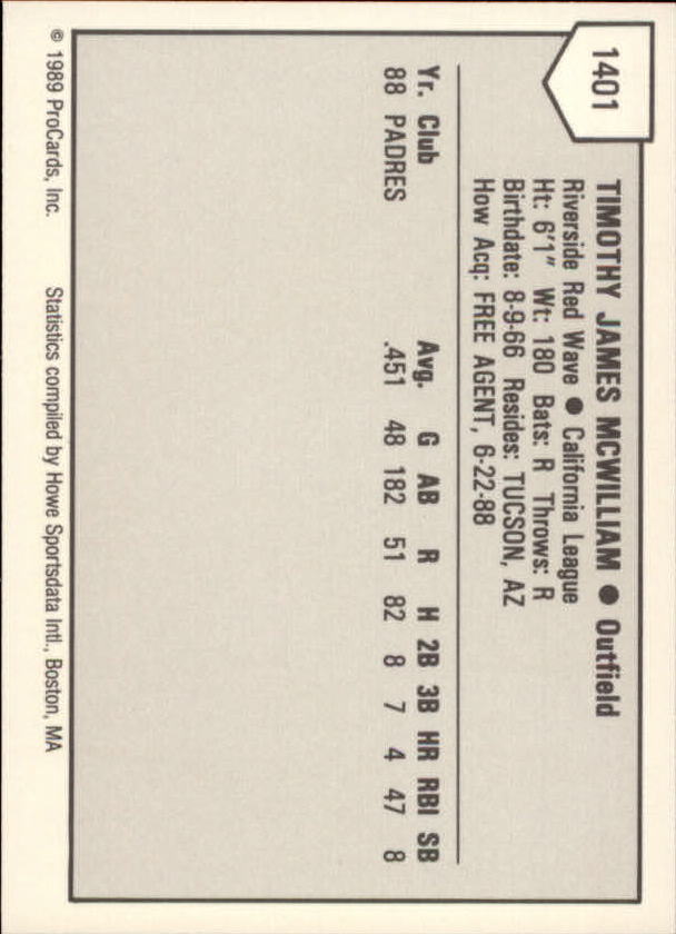 B3128- 1989 ProCards Minor League BB Cards Group7 -You Pick- 15+ FREE US SHIP - Picture 261 of 405