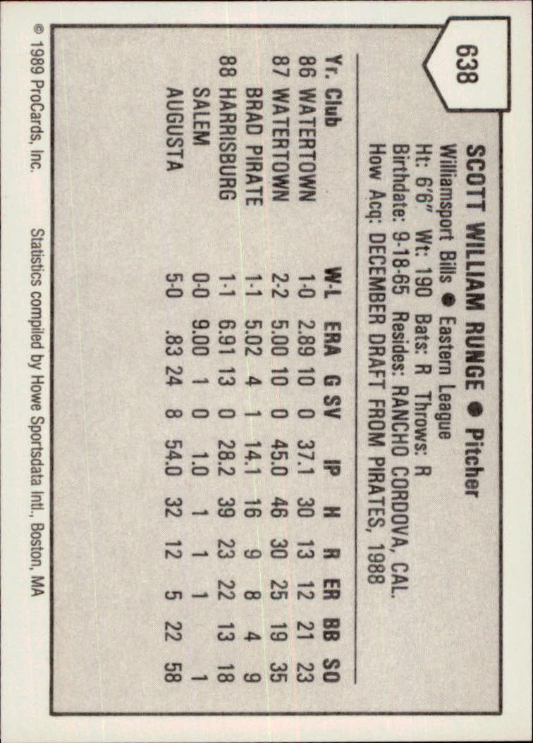 B3128- 1989 ProCards Minor League BB Cards Group7 -You Pick- 15+ FREE US SHIP - Picture 383 of 405