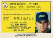1990 Stockton Ports Best #15 Chris Johnson back image