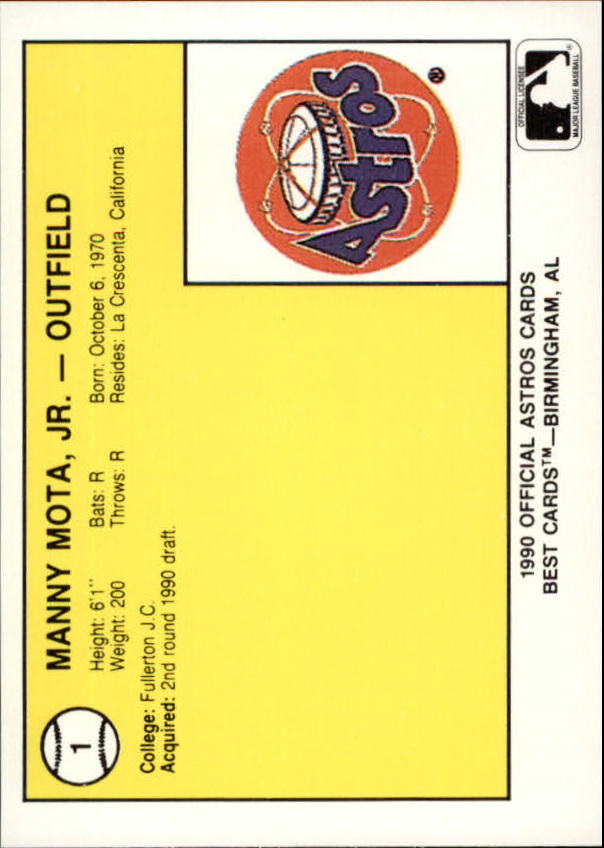 1990 Auburn Astros Best #1 Manny Mota Jr. - NM