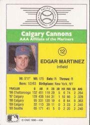 1990 Calgary Cannons CMC #12 Tino Martinez back image