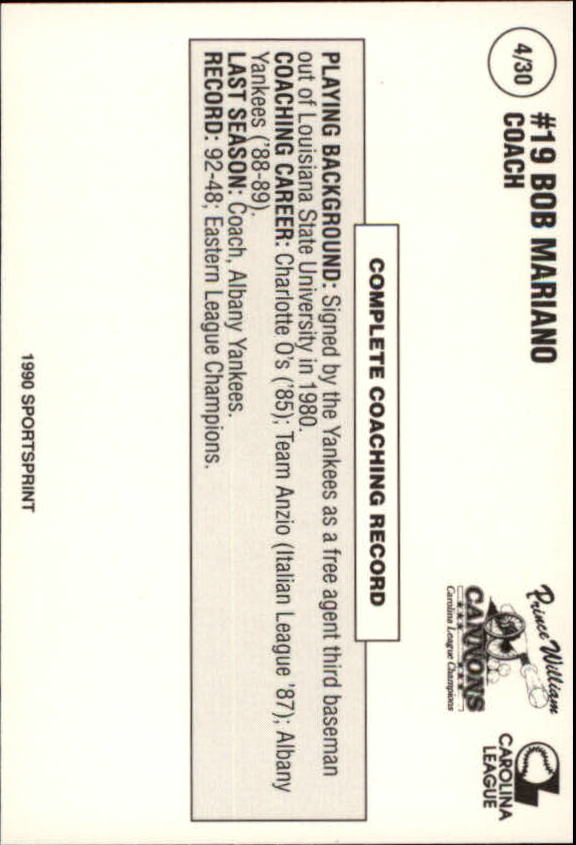 1990 Prince William Cannons Team Issue Baseball Cards - Picture 9 of 61