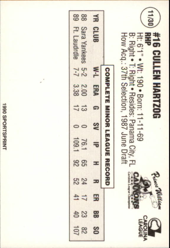 1990 Prince William Cannons Team Issue Baseball Cards - Picture 23 of 61