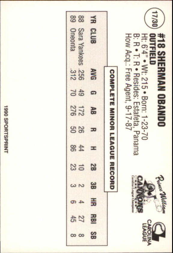 1990 Prince William Cannons Team Issue Baseball Cards - Picture 35 of 61