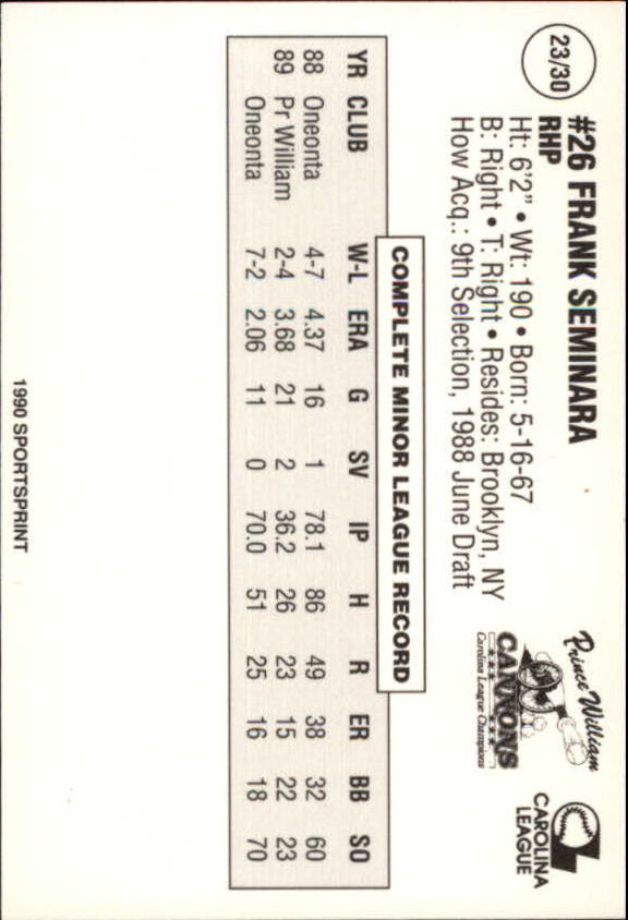 1990 Prince William Cannons Team Issue Baseball Cards - Picture 47 of 61