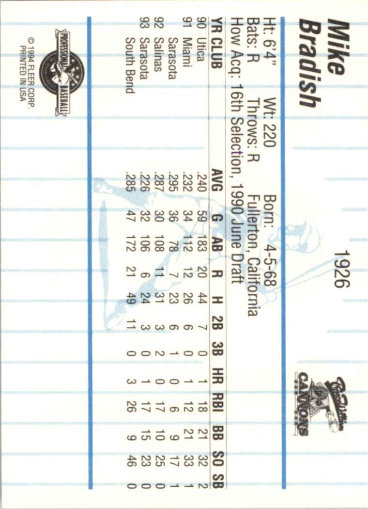 B6600- 1994 Fleer/ProCards Minor League BB Group13 -You Pick- 15+ FREE US SHIP - Picture 339 of 375