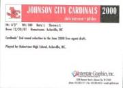 2000 Johnson City Cardinals Interstate Graphics #29 Chris Narveson back image