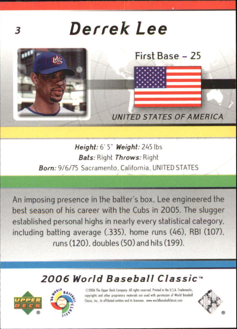 2006 Upper Deck World Baseball Classic Box Set #3 Derrek Lee back image