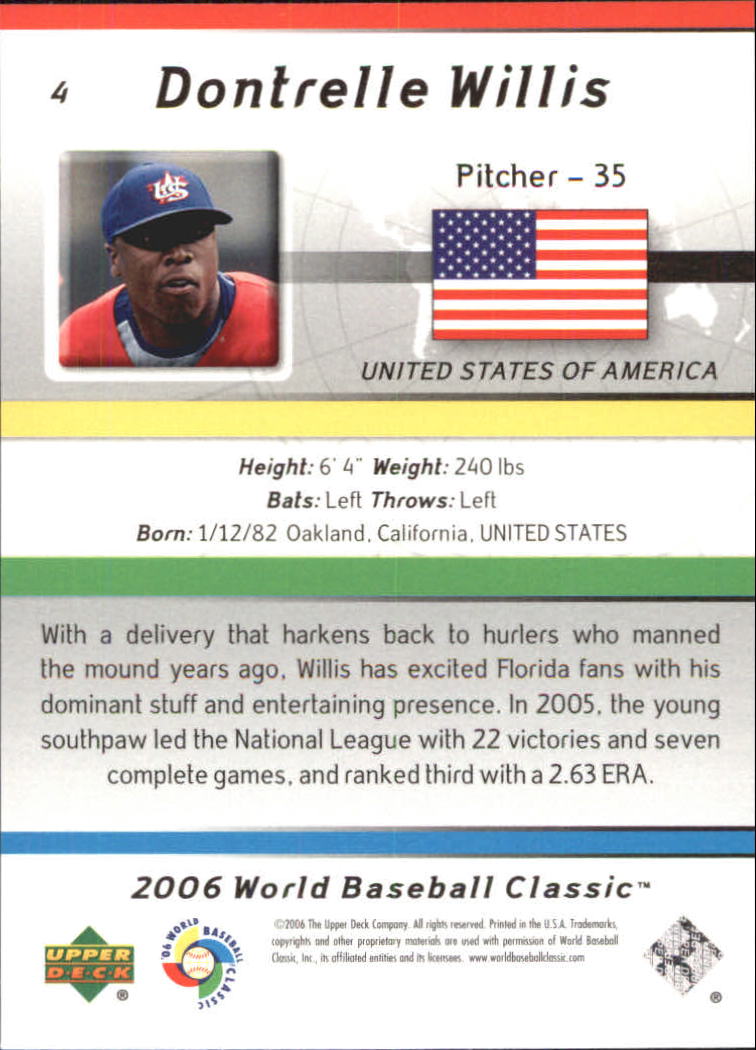 2006 Upper Deck World Baseball Classic Box Set #4 Dontrelle Willis back image