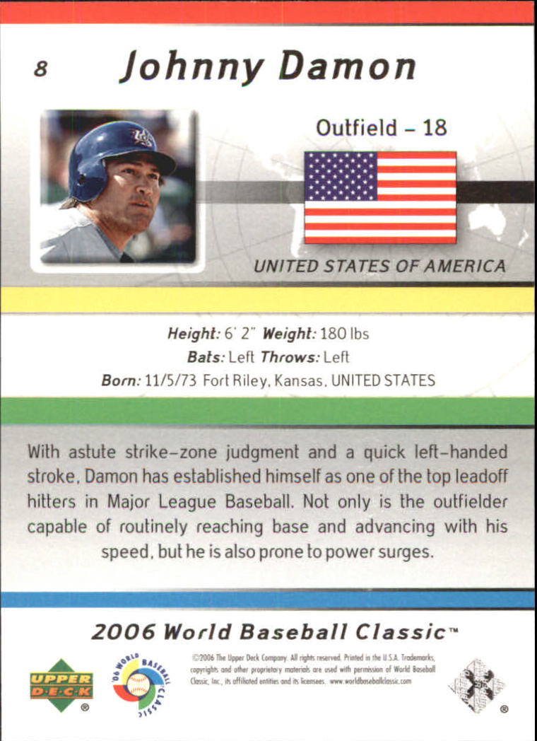 2006 Upper Deck World Baseball Classic Box Set #8 Johnny Damon back image