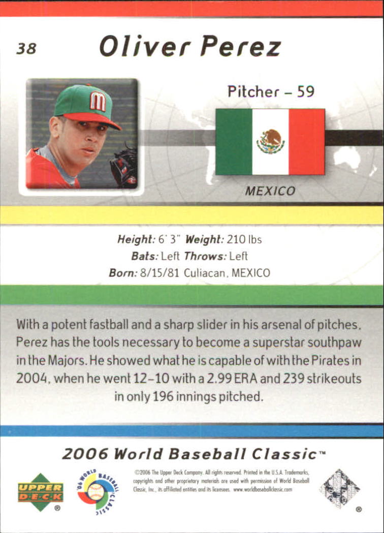 2006 Upper Deck World Baseball Classic Box Set #38 Oliver Perez back image