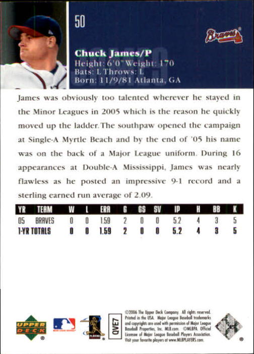2006 Upper Deck #50 Chuck James (RC) back image