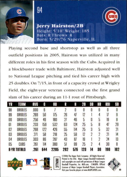 2006 Upper Deck #94 Jerry Hairston back image