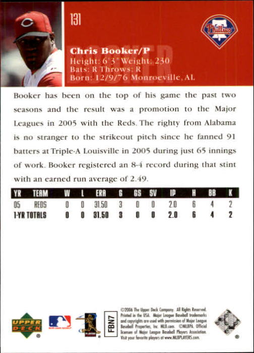 2006 Upper Deck #131 Chris Booker (RC) back image