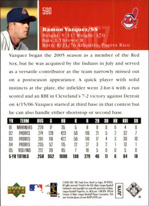 2006 Upper Deck Baseball (Pick Card From List 377-766) C152 11-24 - Picture 276 of 494