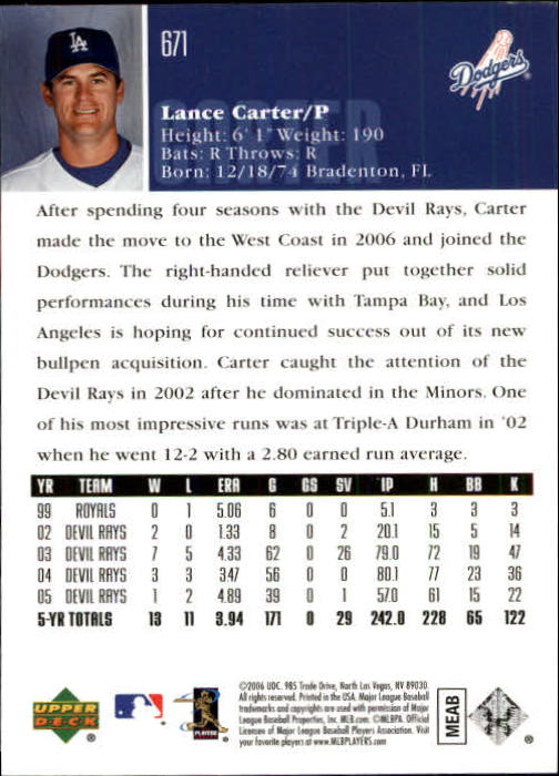 2006 Upper Deck Baseball (Pick Card From List 377-766) C152 11-24 - Picture 364 of 494
