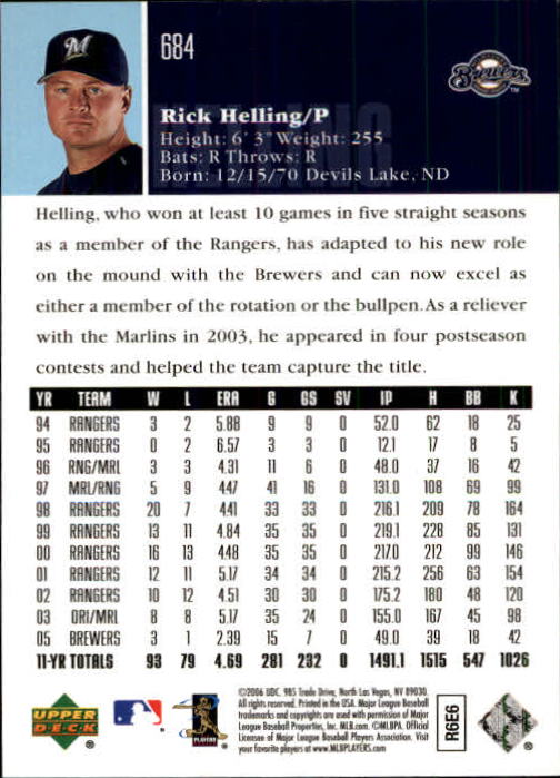2006 Upper Deck Baseball (Pick Card From List 377-766) C152 11-24 - Picture 382 of 494