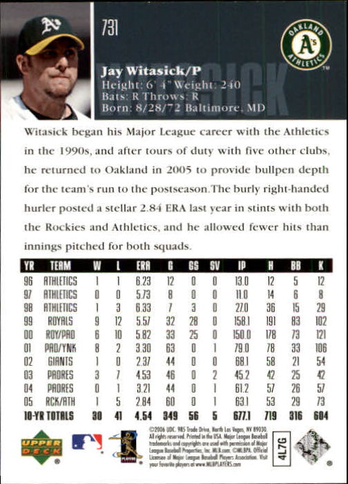 2006 Upper Deck Baseball (Pick Card From List 377-766) C152 11-24 - Picture 444 of 494