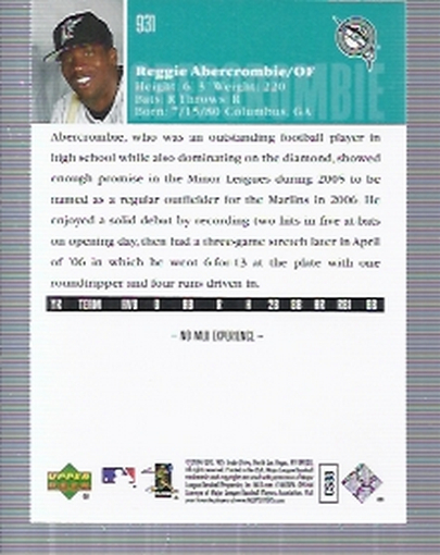 2006 Upper Deck #931 Reggie Abercrombie (RC) back image