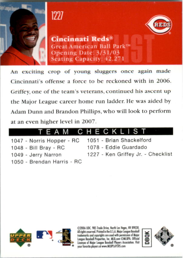 2006 Upper Deck #1227 Ken Griffey Jr. CL SP back image