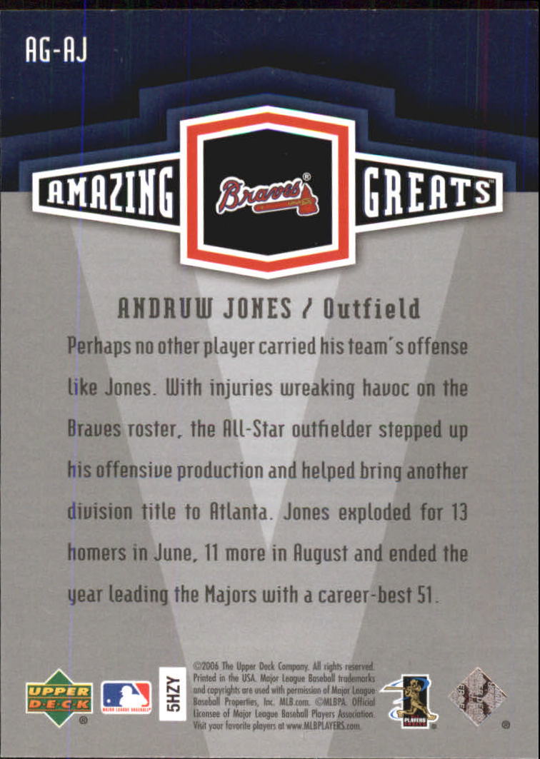2006 Upper Deck Amazing Greats #AJ Andruw Jones back image