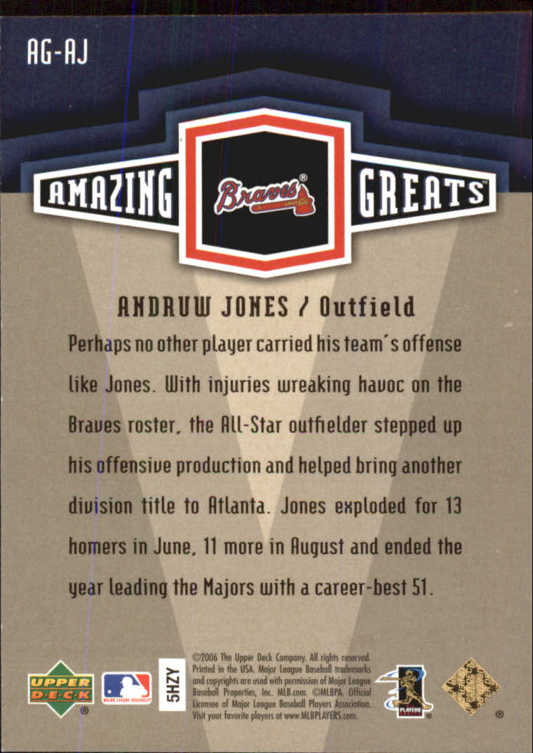 2006 Upper Deck Amazing Greats Gold #AJ Andruw Jones back image