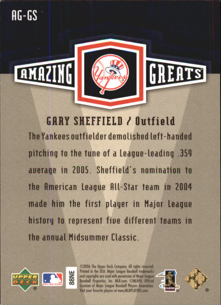 2006 Upper Deck Amazing Greats Gold #GS Gary Sheffield back image