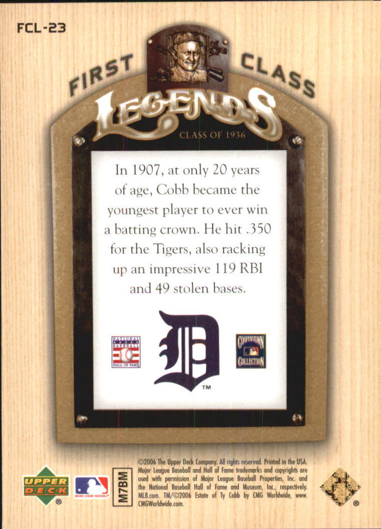 2006 Upper Deck First Class Legends #FCL23 Ty Cobb back image