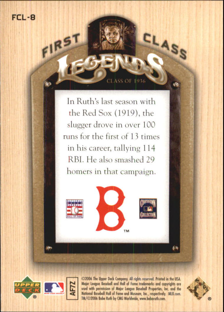 2006 Upper Deck First Class Legends Gold #FCL8 Babe Ruth back image
