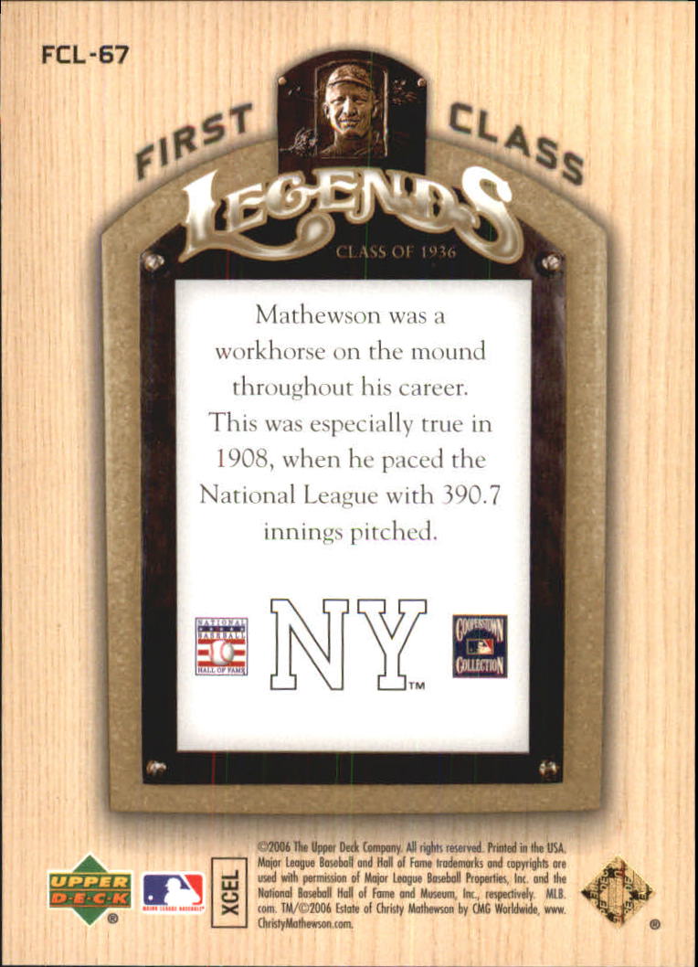 2006 Upper Deck First Class Legends Gold #FCL67 Christy Mathewson back image