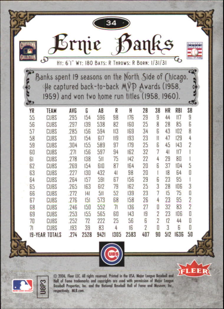 2006 Greats of the Game Copper #34 Ernie Banks back image