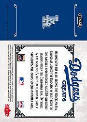 2006 Greats of the Game Dodger Greats #DD Don Drysdale back image