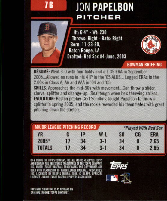 B3830- 2006 Bowman Baseball Card #s 1-220 +Inserts -You Pick- 15+ FREE US SHIP - Picture 145 of 422