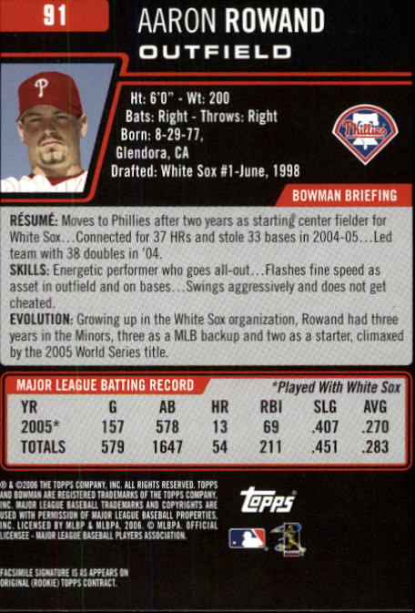 B3830- 2006 Bowman Baseball Card #s 1-220 +Inserts -You Pick- 15+ FREE US SHIP - Picture 173 of 422