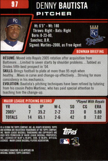 B3830- 2006 Bowman Baseball Card #s 1-220 +Inserts -You Pick- 15+ FREE US SHIP - Picture 185 of 422