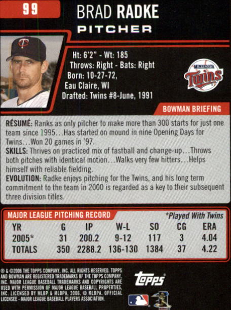 B3830- 2006 Bowman Baseball Card #s 1-220 +Inserts -You Pick- 15+ FREE US SHIP - Picture 189 of 422