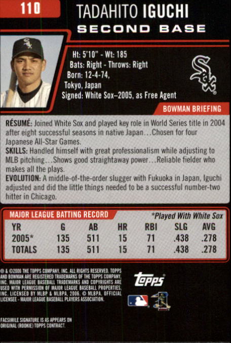 B3830- 2006 Bowman Baseball Card #s 1-220 +Inserts -You Pick- 15+ FREE US SHIP - Picture 209 of 422