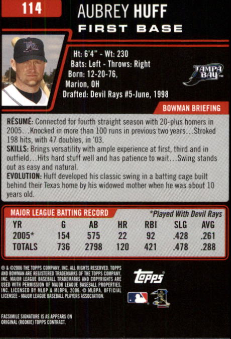 B3830- 2006 Bowman Baseball Card #s 1-220 +Inserts -You Pick- 15+ FREE US SHIP - Picture 215 of 422