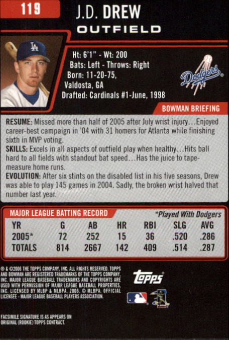 B3830- 2006 Bowman Baseball Card #s 1-220 +Inserts -You Pick- 15+ FREE US SHIP - Picture 225 of 422