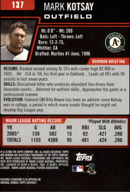 B3830- 2006 Bowman Baseball Card #s 1-220 +Inserts -You Pick- 15+ FREE US SHIP - Picture 261 of 422