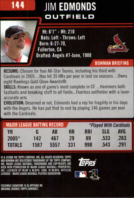 B3830- 2006 Bowman Baseball Card #s 1-220 +Inserts -You Pick- 15+ FREE US SHIP - Picture 275 of 422