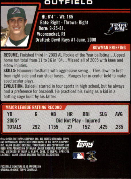 B3830- 2006 Bowman Baseball Card #s 1-220 +Inserts -You Pick- 15+ FREE US SHIP - Picture 344 of 422