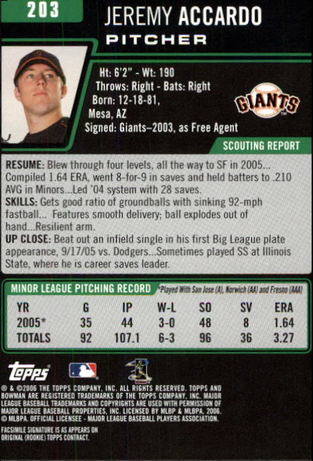 B3830- 2006 Bowman Baseball Card #s 1-220 +Inserts -You Pick- 15+ FREE US SHIP - Picture 388 of 422